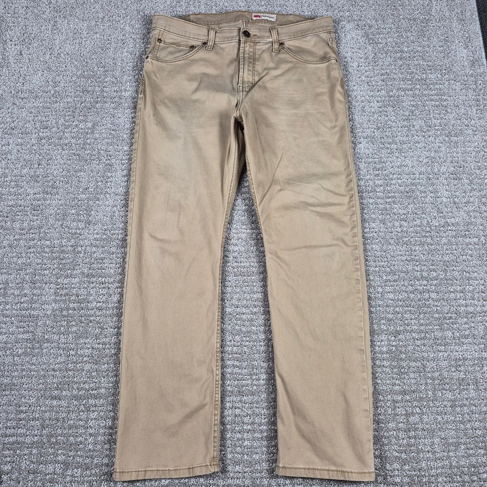 Wrangler Jeans Mens 34x30 (fit 35x30) Tan Slim Straight Strech Grunge Workwear